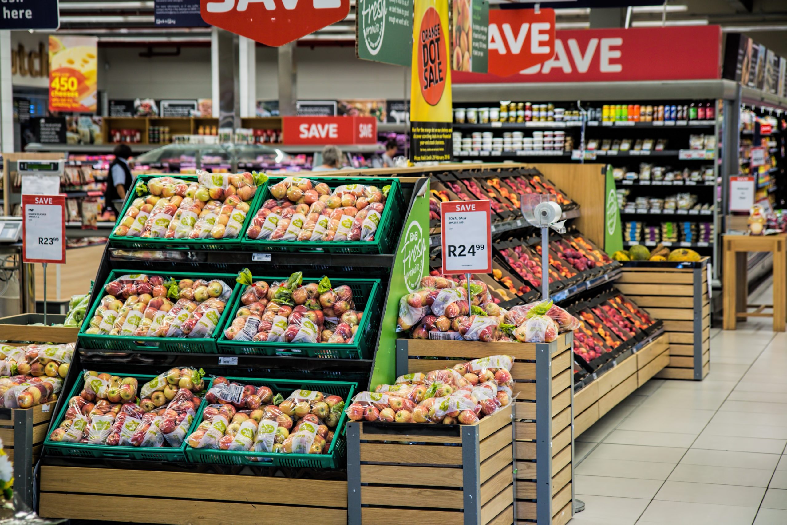 A grocery store produce section