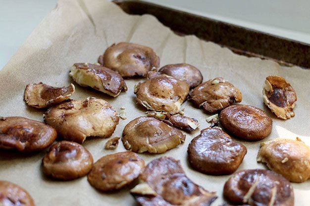 mushrooms on a baking sheet